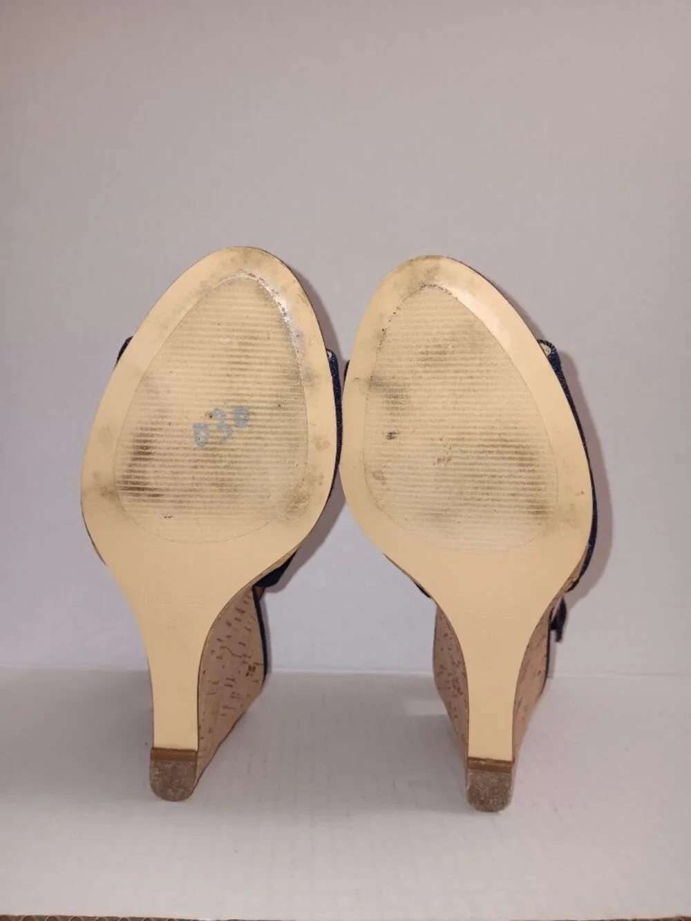 NINE WEST BLUE DENIM OPEN TOE WEDGE SHOES
